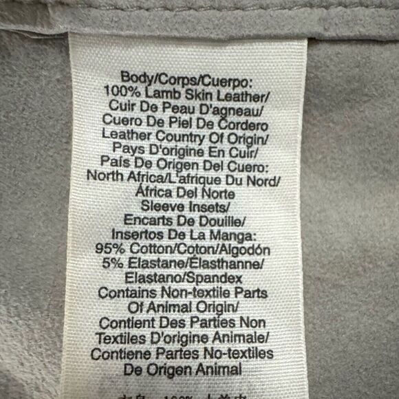 PURE DKNY Light Gray Pewter 100% Leather Lamb skin Open Front Jacket size XS - Picture 4 of 6